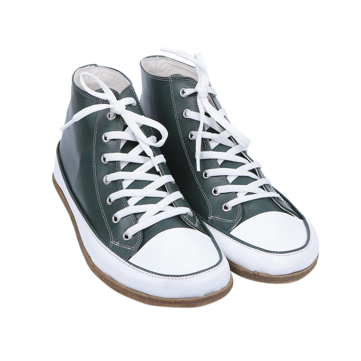 Smooth Barefoot Long Boots Converse Shoes – Classic Sole — Leather Sole – Green