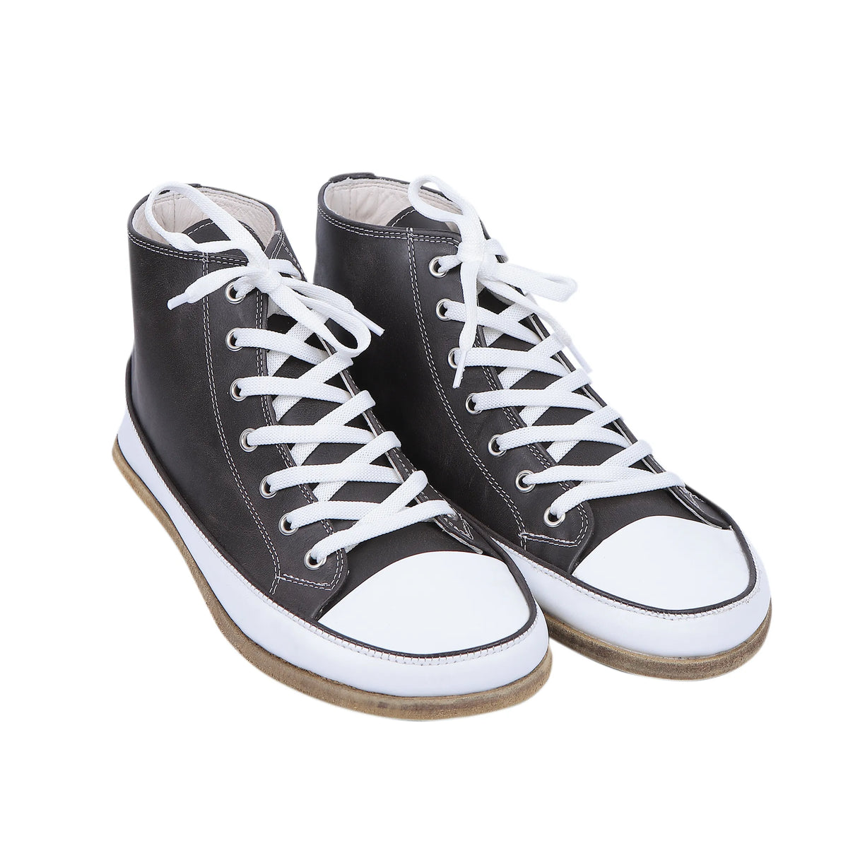 Crazy Barefoot Long Boots Converse Shoes – Classic Sole — Leather Sole – Black