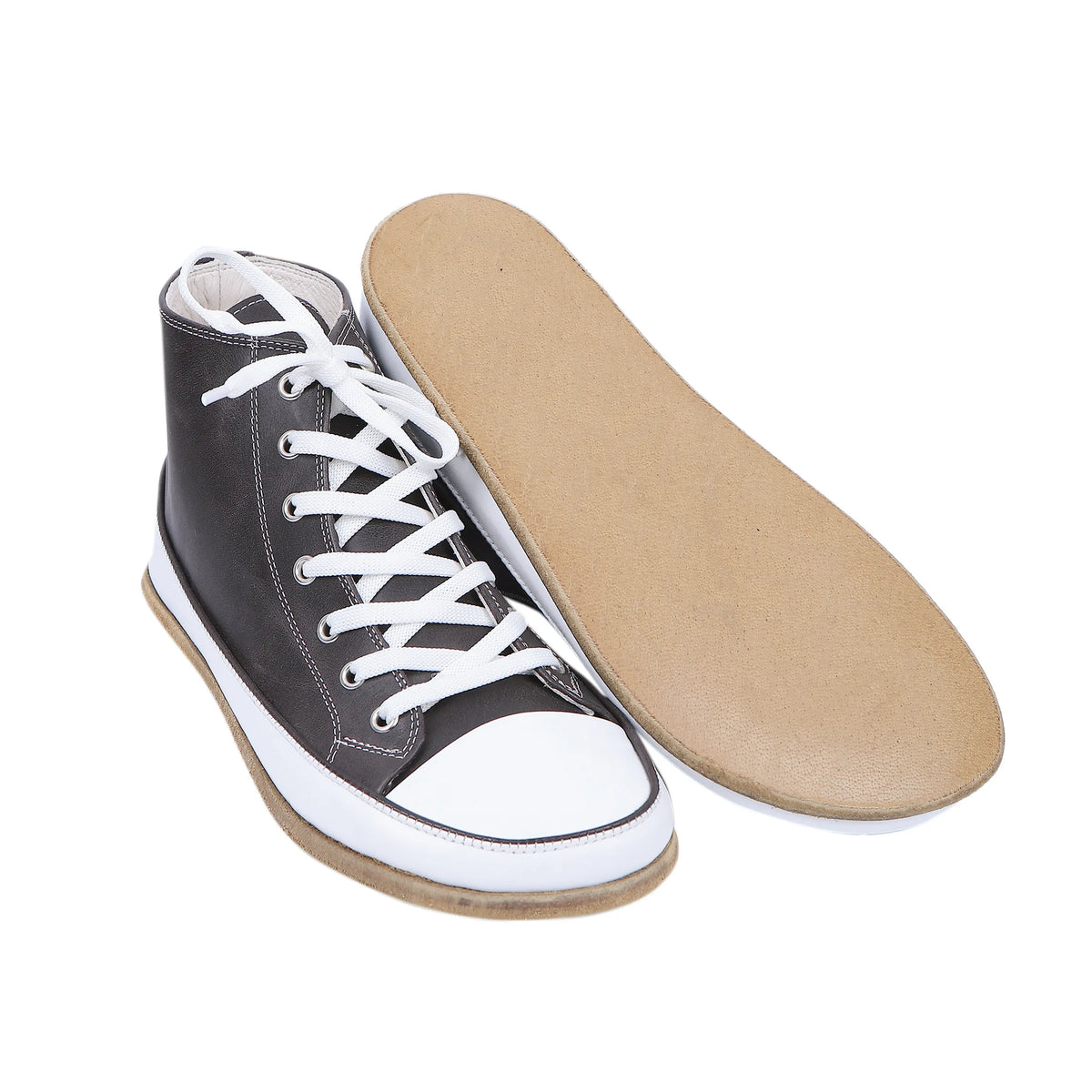 Crazy Barefoot Long Boots Converse Shoes – Classic Sole — Leather Sole – Black