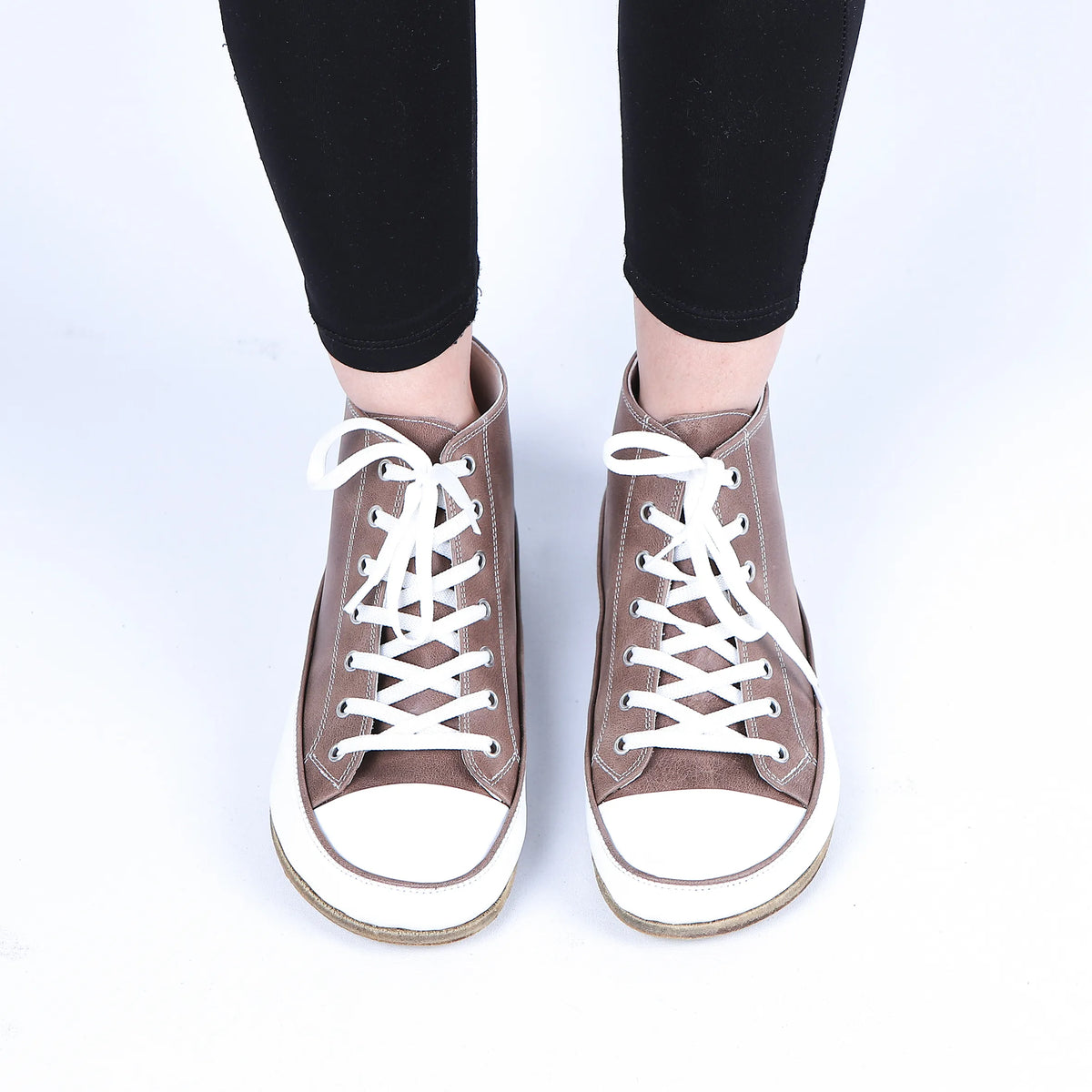 Crazy Barefoot Long Boots Converse Shoes – Classic Sole — Leather Sole – Beige Bizon