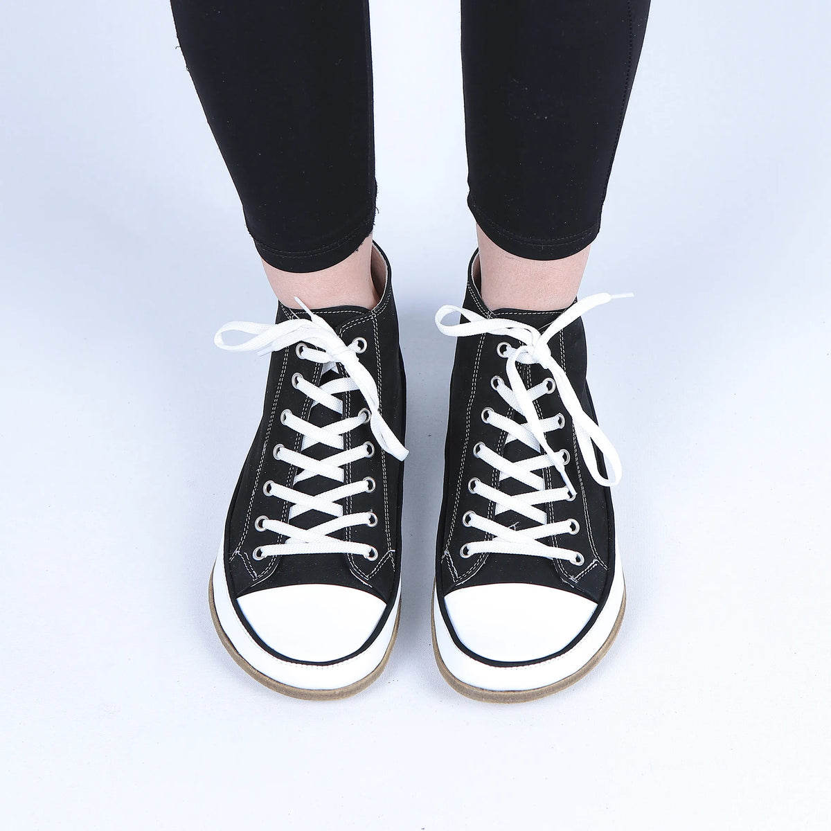 Nubuck Barefoot Long Boots Converse Shoes – Classic Sole — Leather Sole – Black