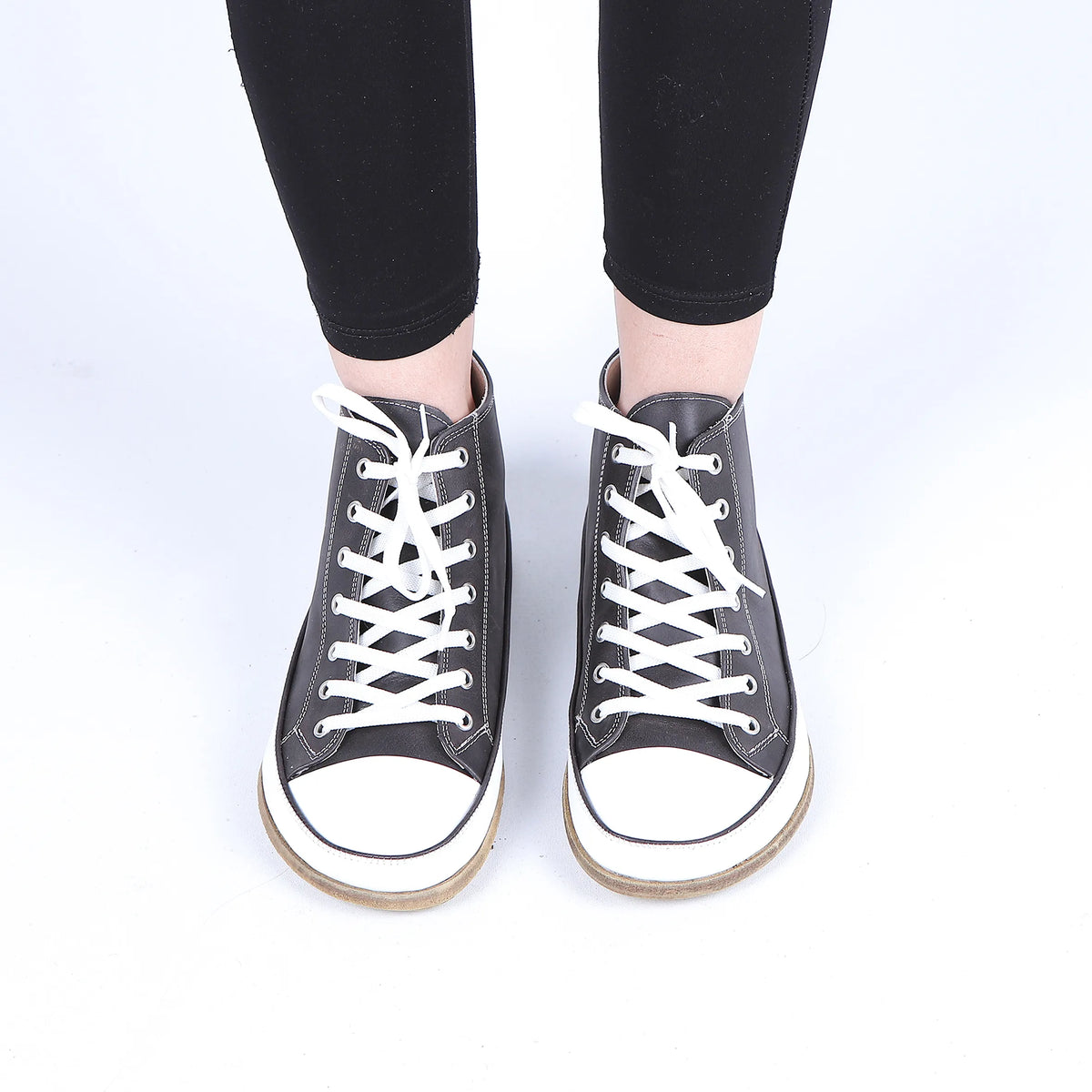 Crazy Barefoot Long Boots Converse Shoes – Classic Sole — Leather Sole – Black