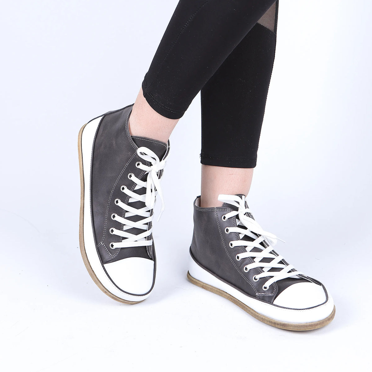 Crazy Barefoot Long Boots Converse Shoes – Classic Sole — Leather Sole – Black