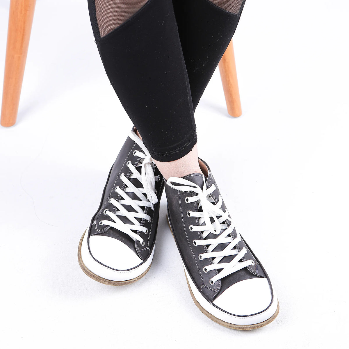 Crazy Barefoot Long Boots Converse Shoes – Classic Sole — Leather Sole – Black