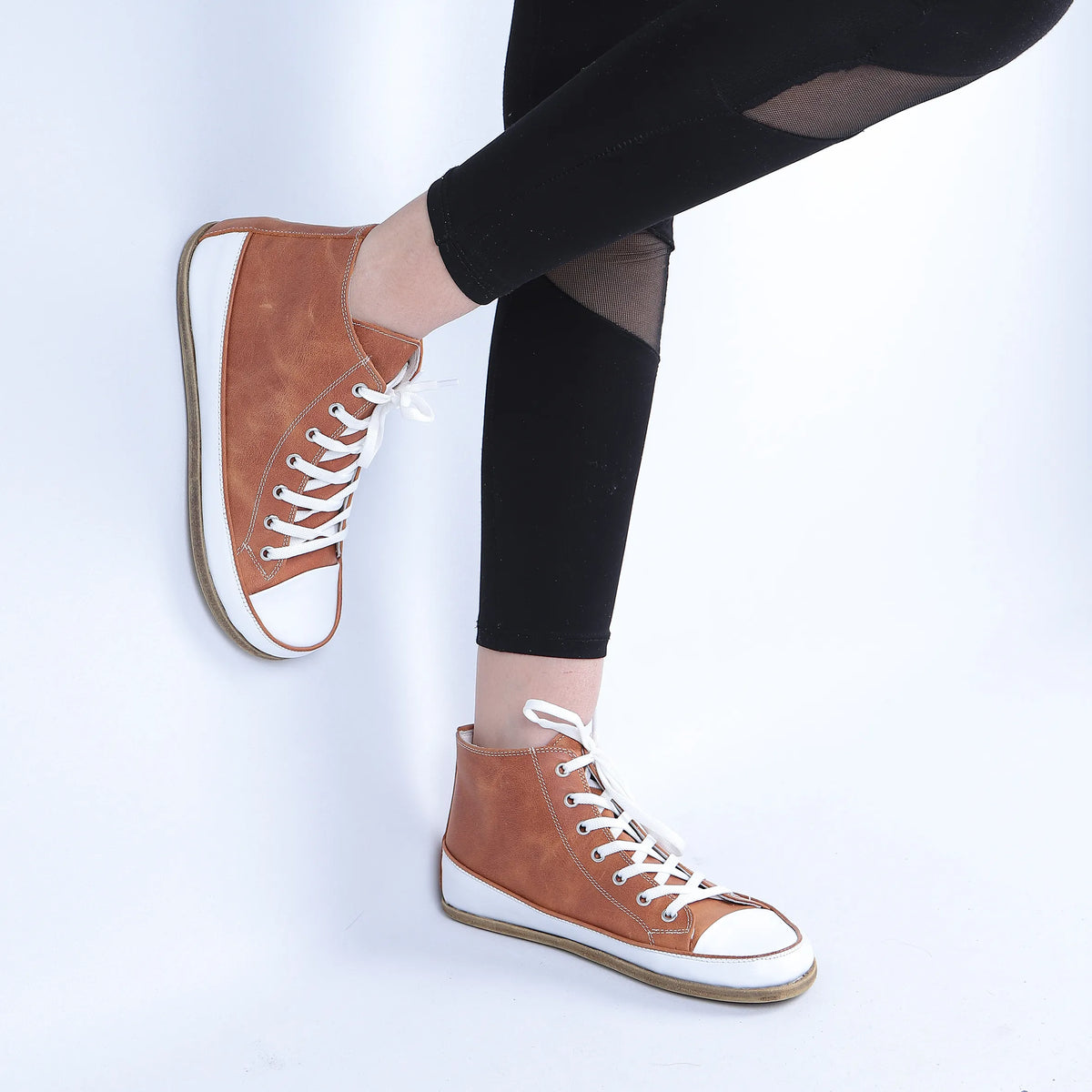 Crazy Barefoot Long Boots Converse Shoes – Classic Sole — Leather Sole – Honey Camel