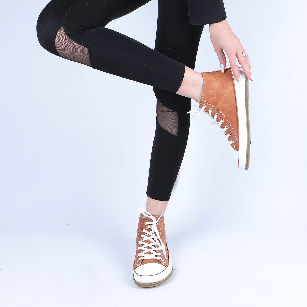 Crazy Barefoot Long Boots Converse Shoes – Classic Sole — Leather Sole – Honey Camel