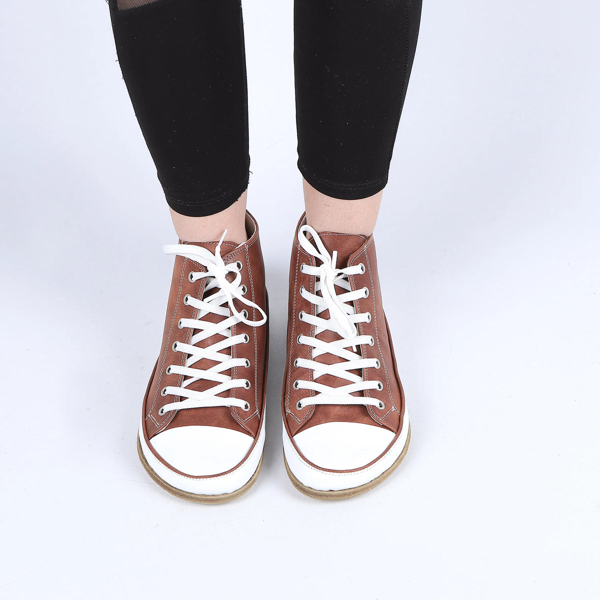 Crazy Barefoot Long Boots Converse Shoes – Classic Sole — Leather Sole – Brown