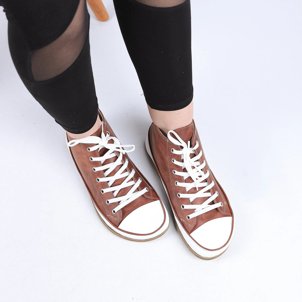 Crazy Barefoot Long Boots Converse Shoes – Classic Sole — Leather Sole – Brown