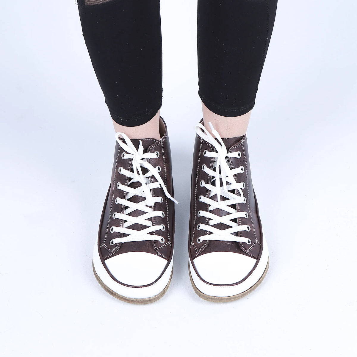 Crazy Barefoot Long Boots Converse Shoes – Classic Sole — Leather Sole – Dark Brown
