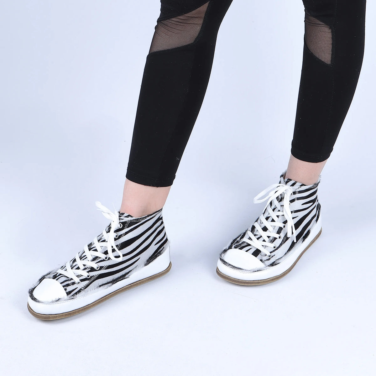 Hair Barefoot Long Boots Converse Shoes – Classic Sole — Leather Sole – Zebra