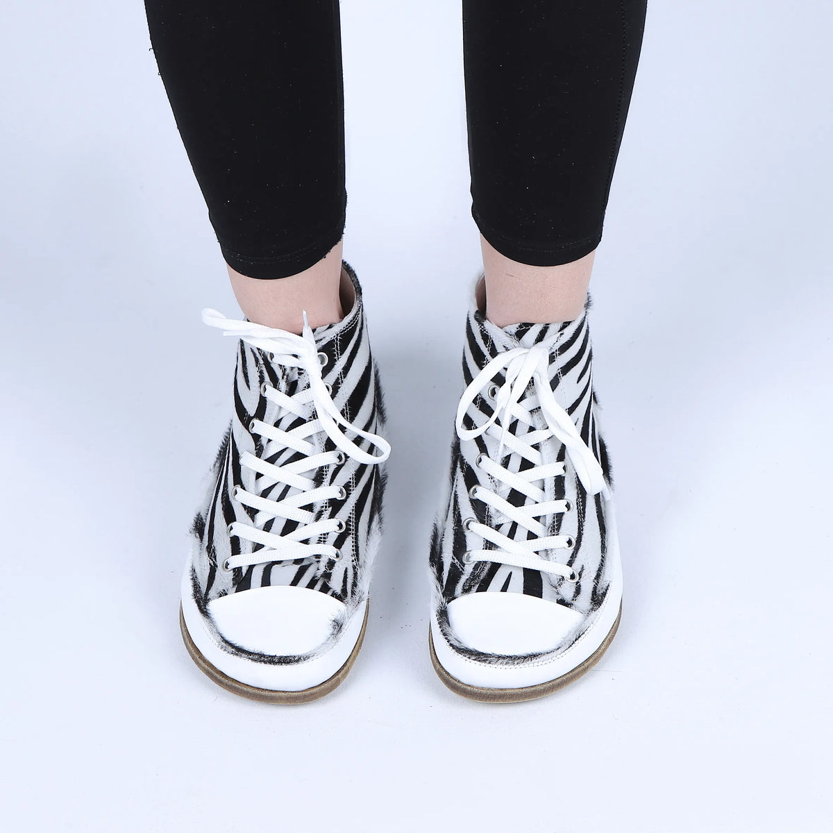 Hair Barefoot Long Boots Converse Shoes – Classic Sole — Leather Sole – Zebra