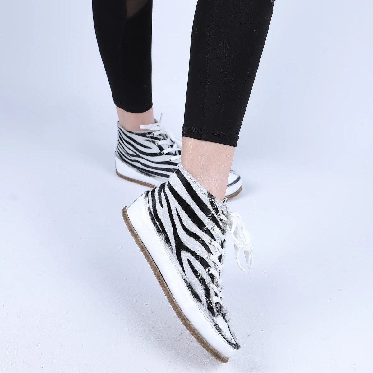 Hair Barefoot Long Boots Converse Shoes – Classic Sole — Leather Sole – Zebra
