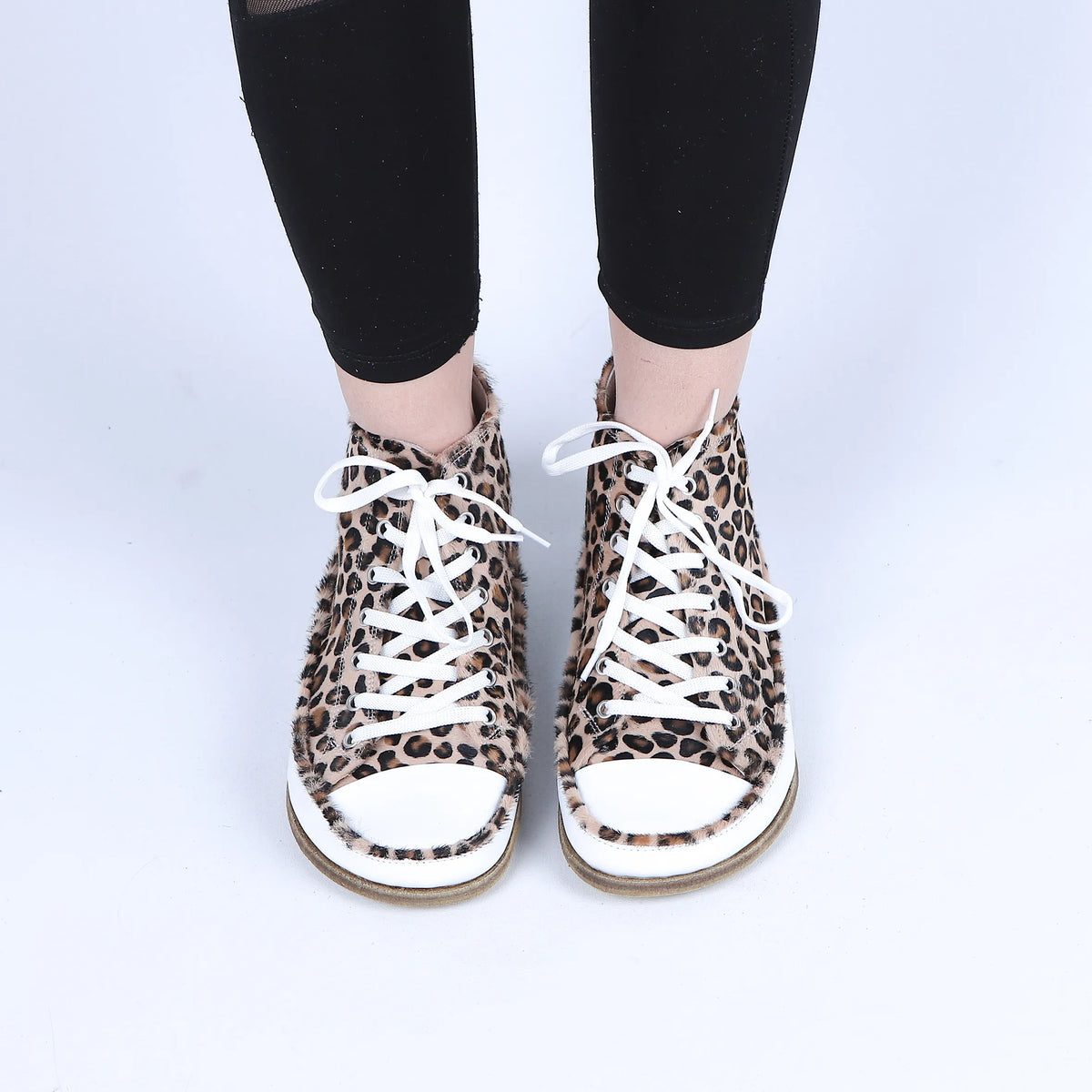 Hair Barefoot Long Boots Converse Shoes – Classic Sole — Leather Sole – Leopard