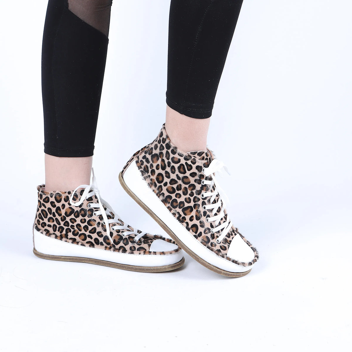 Hair Barefoot Long Boots Converse Shoes – Classic Sole — Leather Sole – Leopard