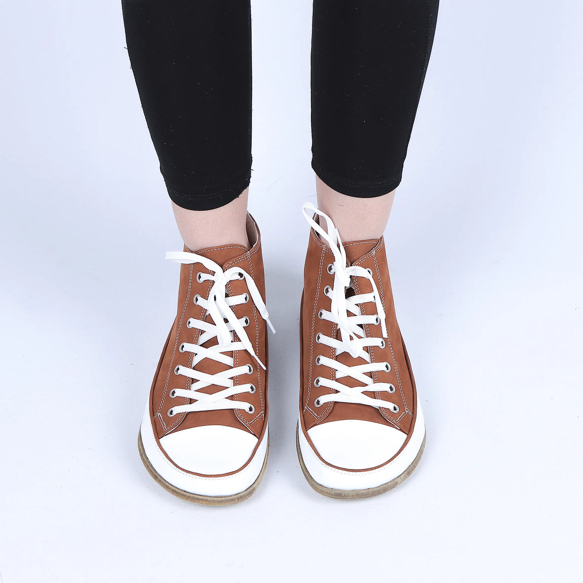 Nubuck Barefoot Long Boots Converse Shoes – Classic Sole — Leather Sole – Tan