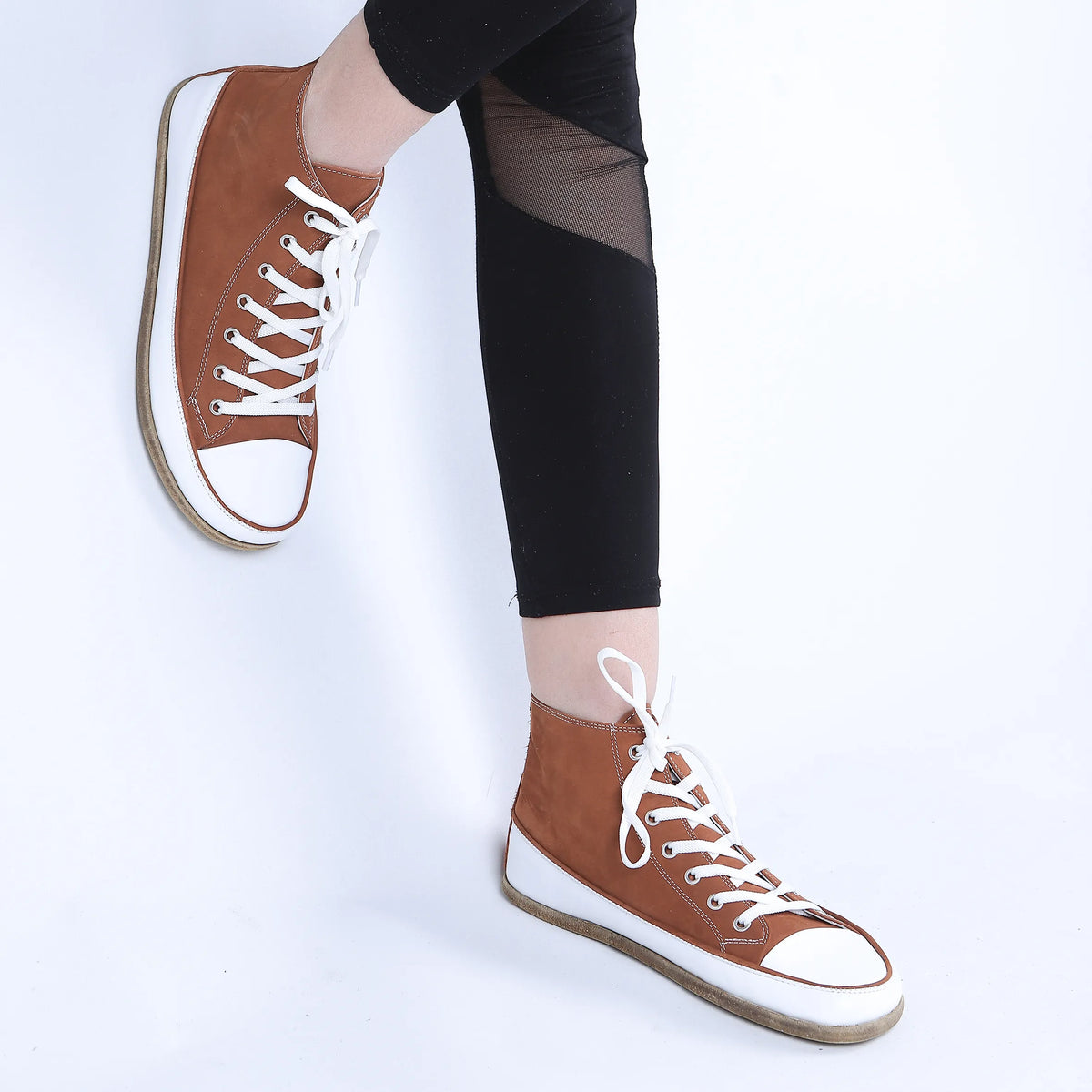 Nubuck Barefoot Long Boots Converse Shoes – Classic Sole — Leather Sole – Tan