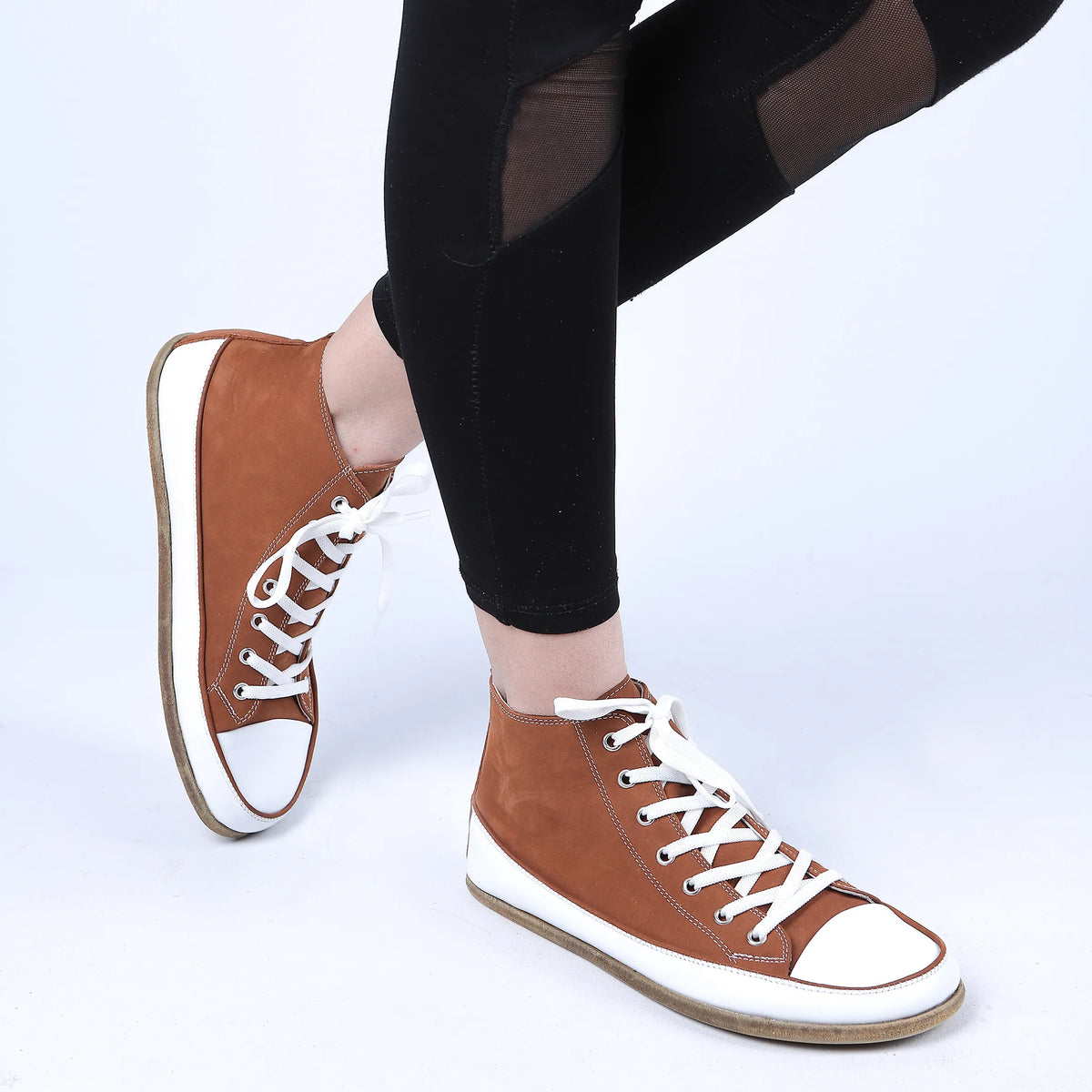 Nubuck Barefoot Long Boots Converse Shoes – Classic Sole — Leather Sole – Tan