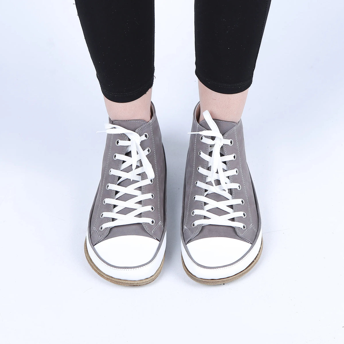 Nubuck Barefoot Long Boots Converse Shoes – Classic Sole — Leather Sole – Gray