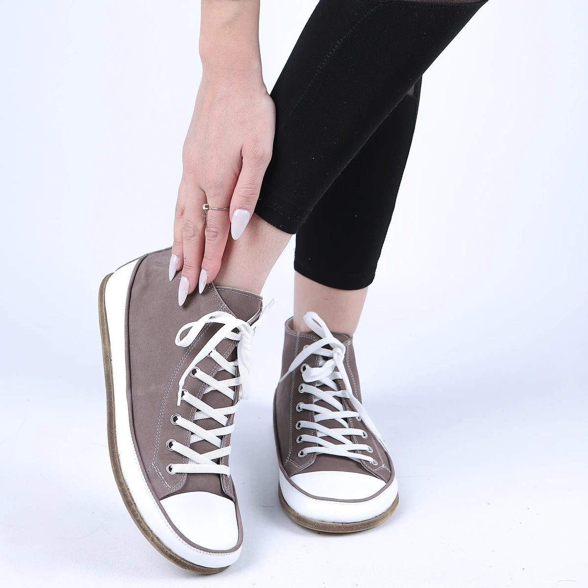 Nubuck Barefoot Long Boots Converse Shoes – Classic Sole — Leather Sole – Smoked