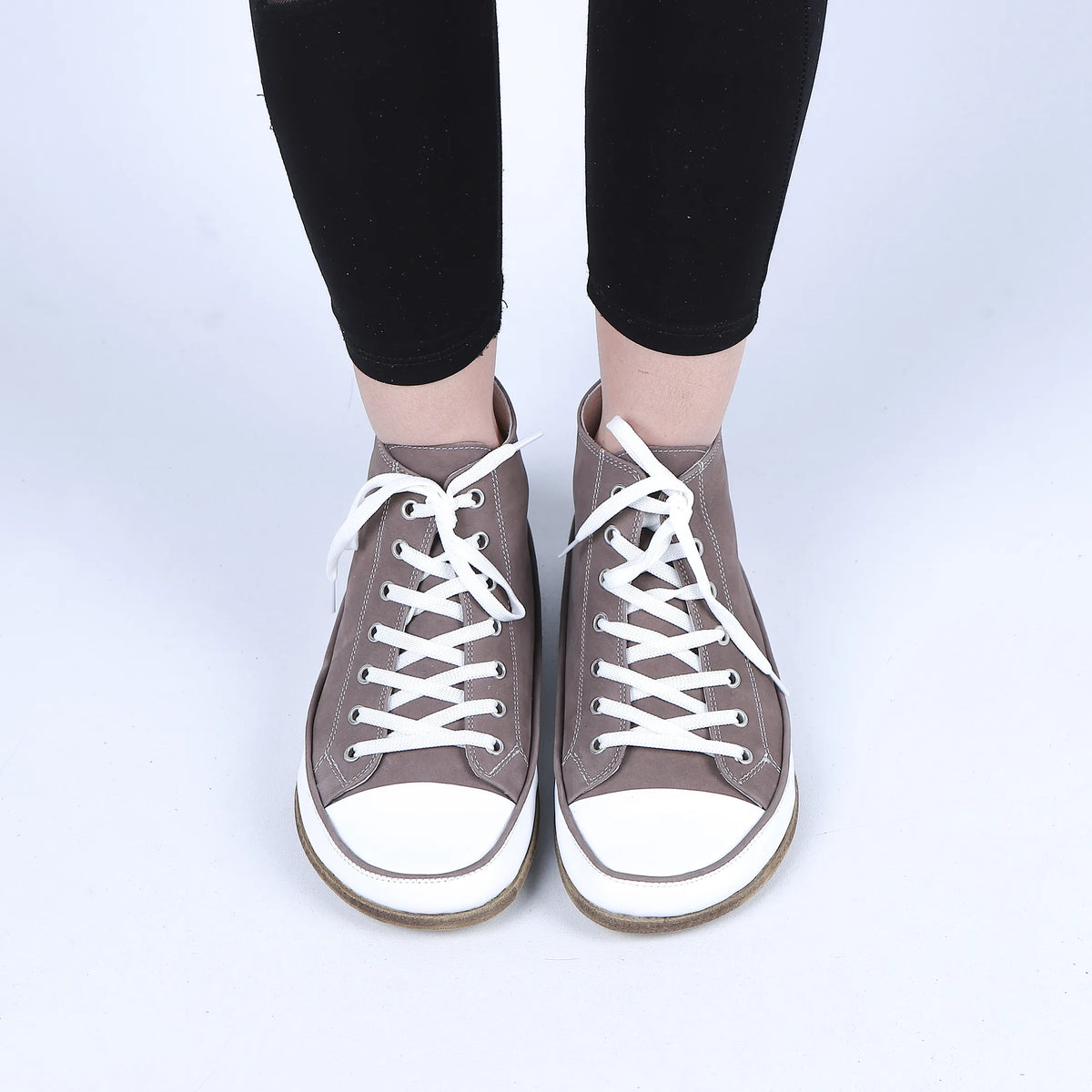 Nubuck Barefoot Long Boots Converse Shoes – Classic Sole — Leather Sole – Smoked