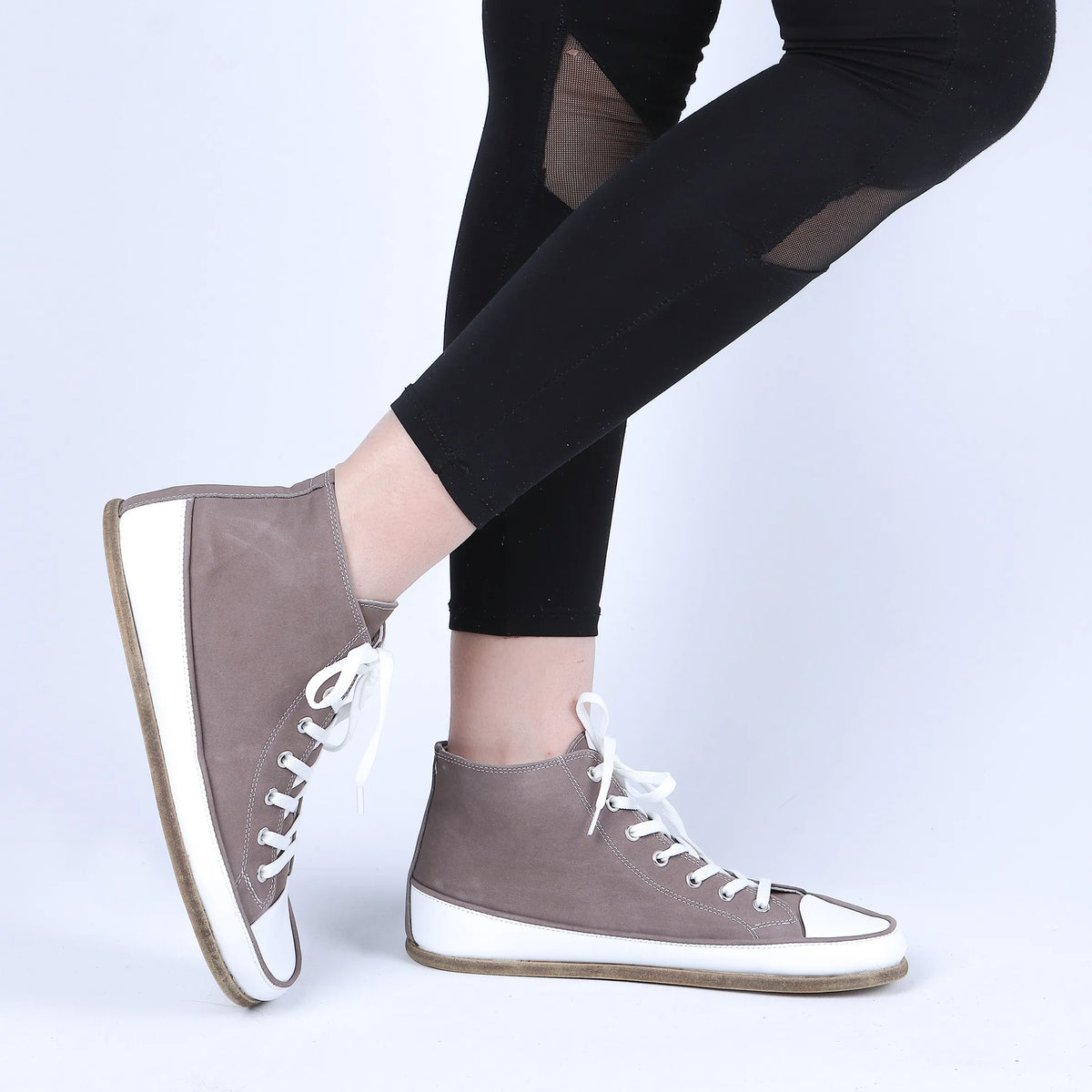 Nubuck Barefoot Long Boots Converse Shoes – Classic Sole — Leather Sole – Smoked