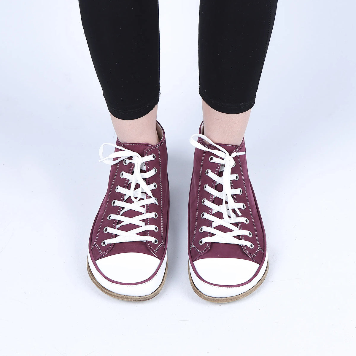 Nubuck Barefoot Long Boots Converse Shoes – Classic Sole — Leather Sole – Burgundy