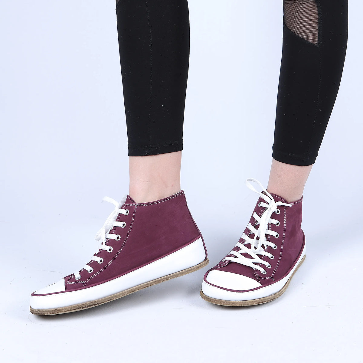 Nubuck Barefoot Long Boots Converse Shoes – Classic Sole — Leather Sole – Burgundy