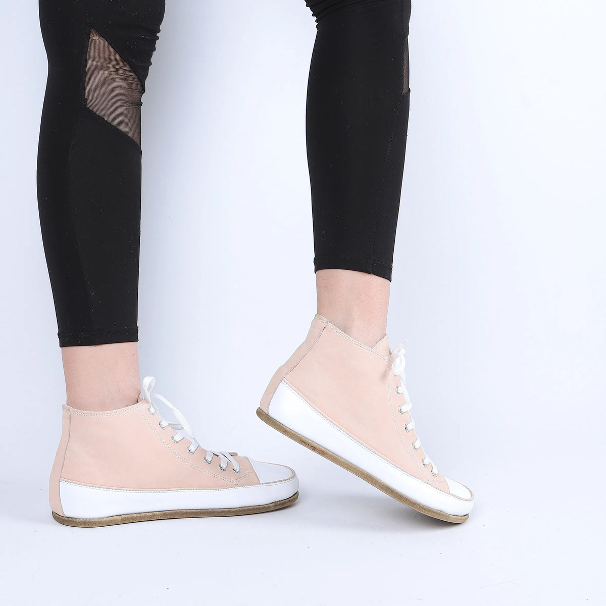 Nubuck Barefoot Long Boots Converse Shoes – Classic Sole — Leather Sole – Cream