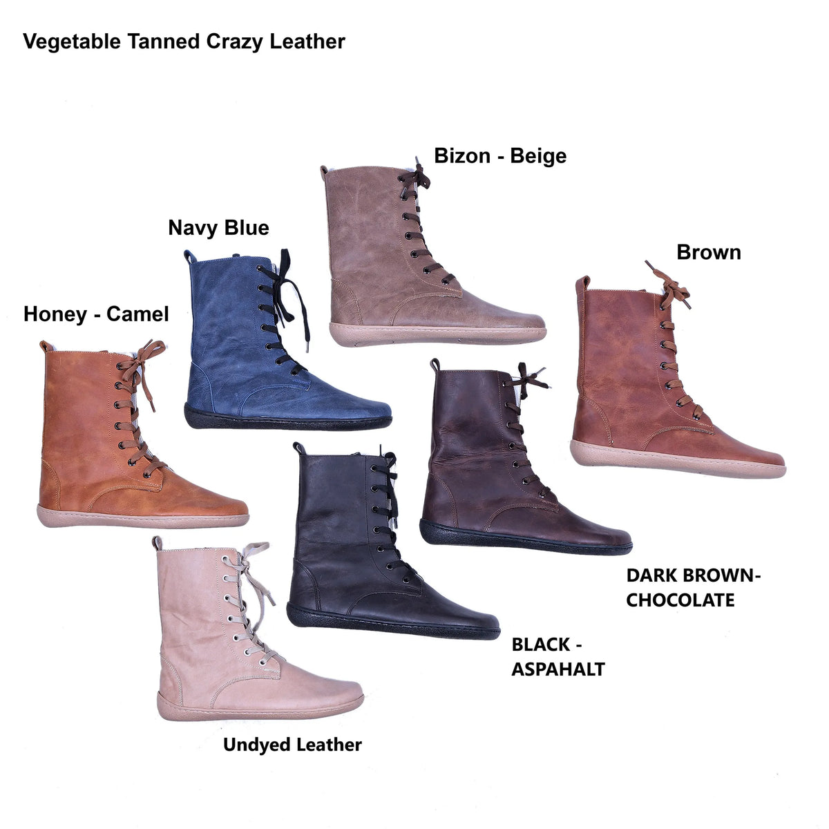 Crazy Barefoot Long Boots Shoes – 6mm Rubber Sole – Brown