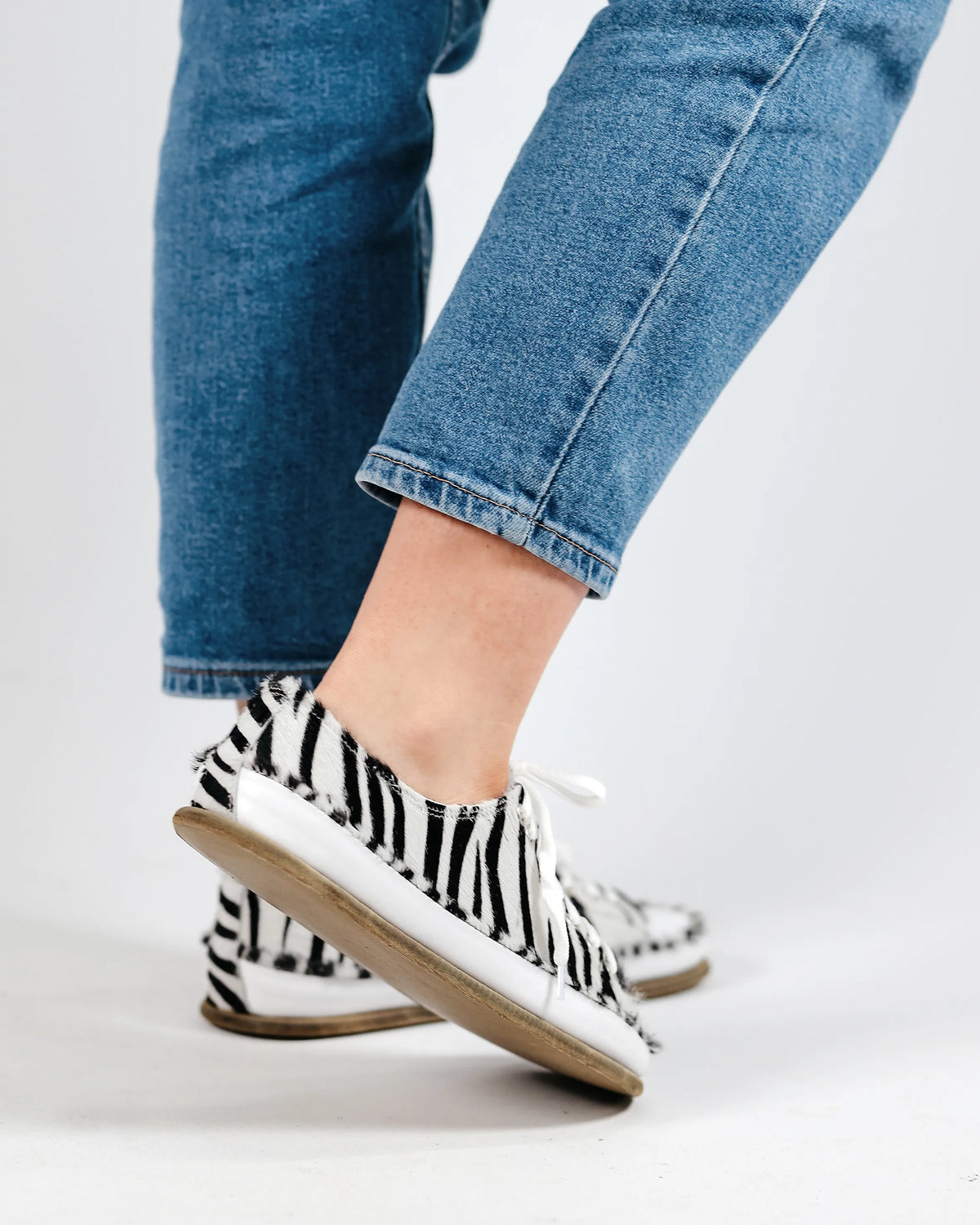 Hair Barefoot Converse Shoes – Classic Sole — Leather Sole – Zebra