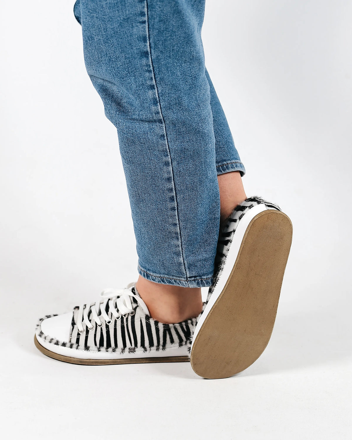 Hair Barefoot Converse Shoes – Classic Sole — Leather Sole – Zebra
