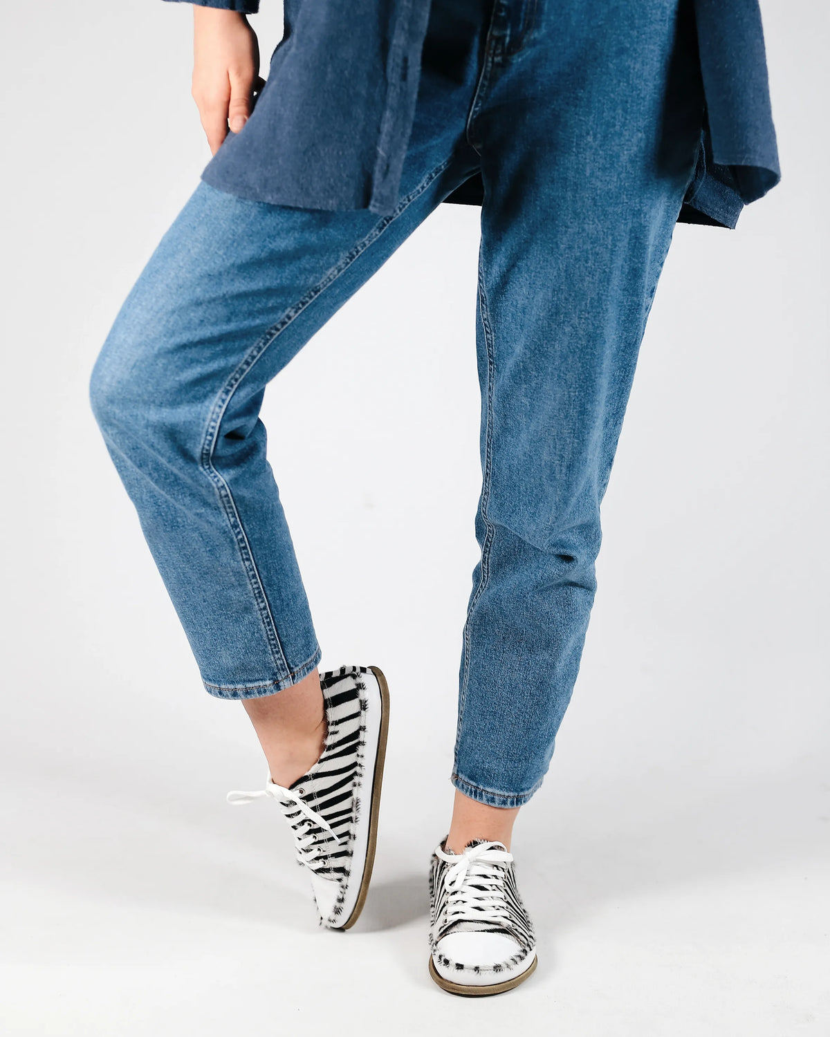 Hair Barefoot Converse Shoes – Classic Sole — Leather Sole – Zebra