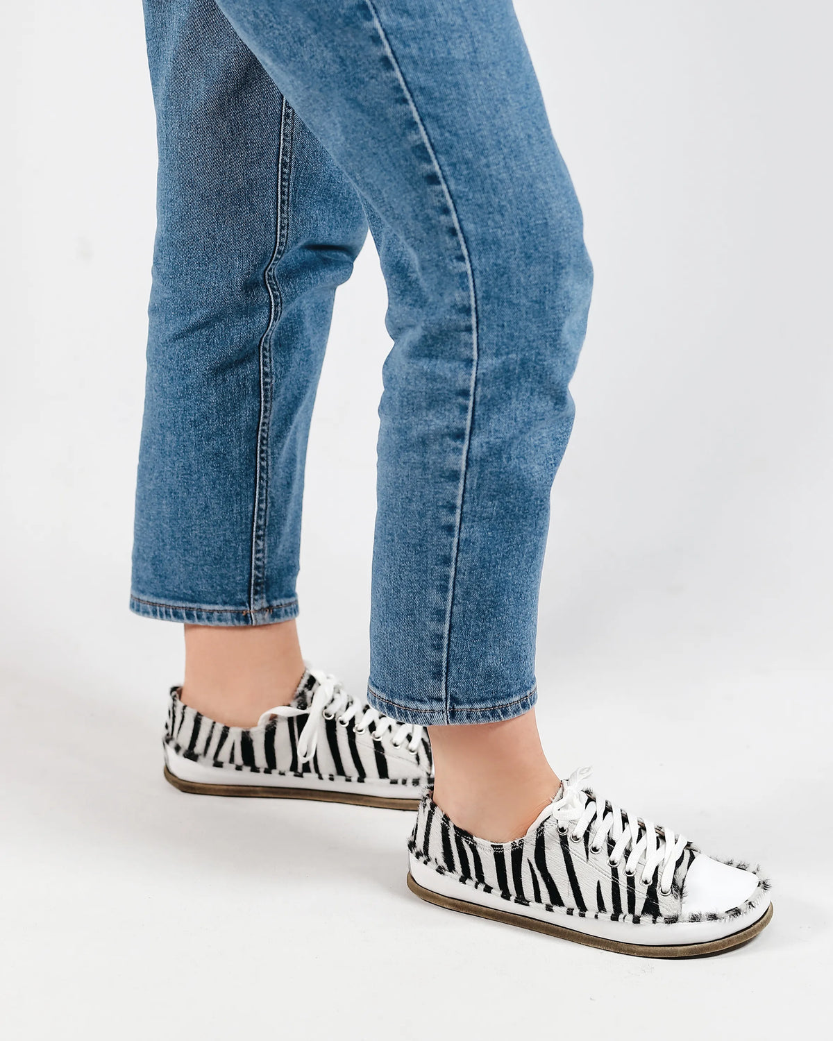 Hair Barefoot Converse Shoes – Classic Sole — Leather Sole – Zebra