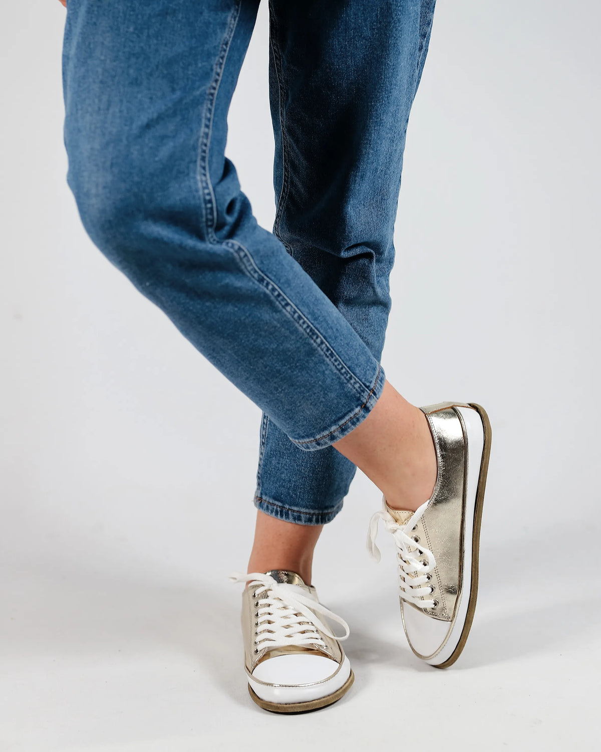 Bright Barefoot Converse Shoes – Classic Sole — Leather Sole – Gold