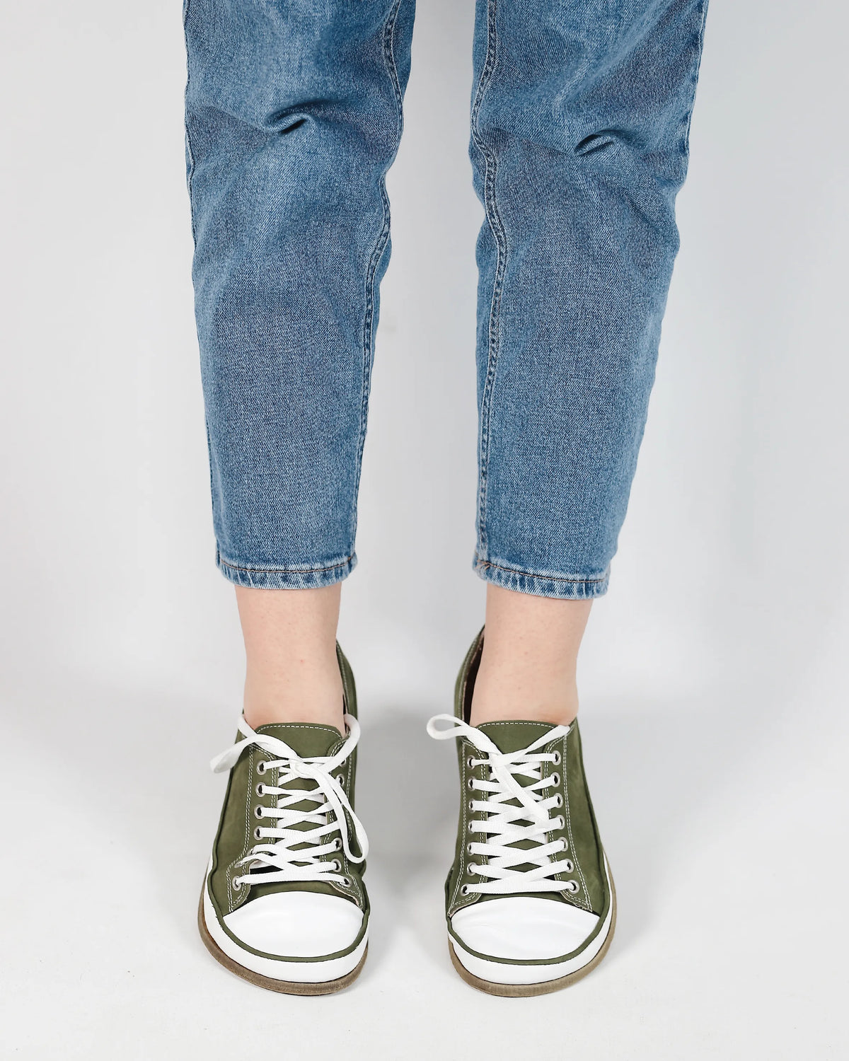 Nubuck Barefoot Converse Shoes – Classic Sole — Leather Sole – Green