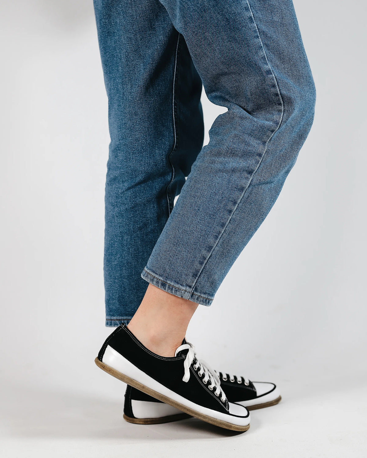 Nubuck Barefoot Converse Shoes – Classic Sole — Leather Sole – Black