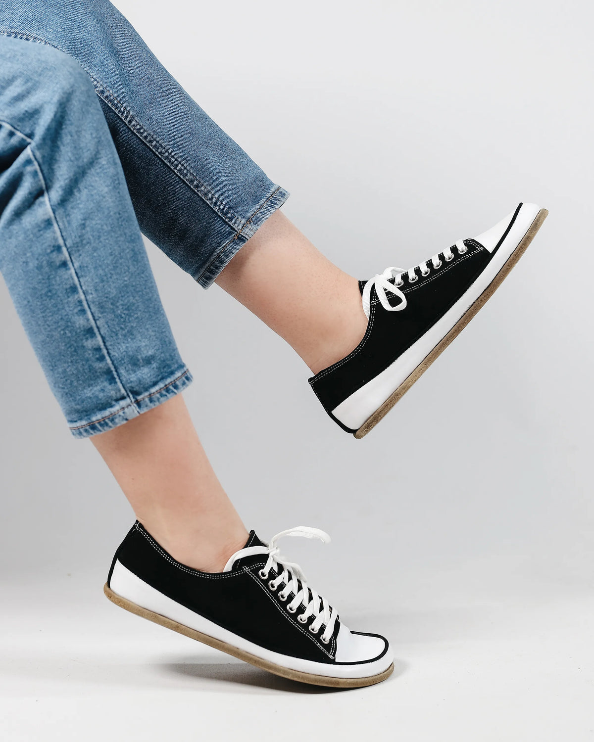 Nubuck Barefoot Converse Shoes – Classic Sole — Leather Sole – Black