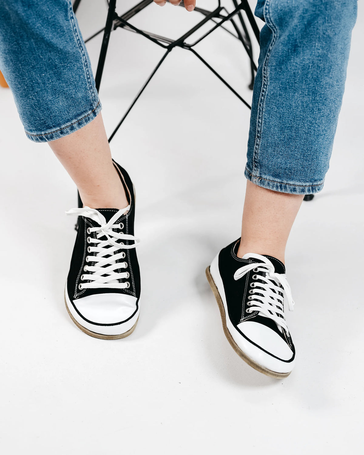 Nubuck Barefoot Converse Shoes – Classic Sole — Leather Sole – Black