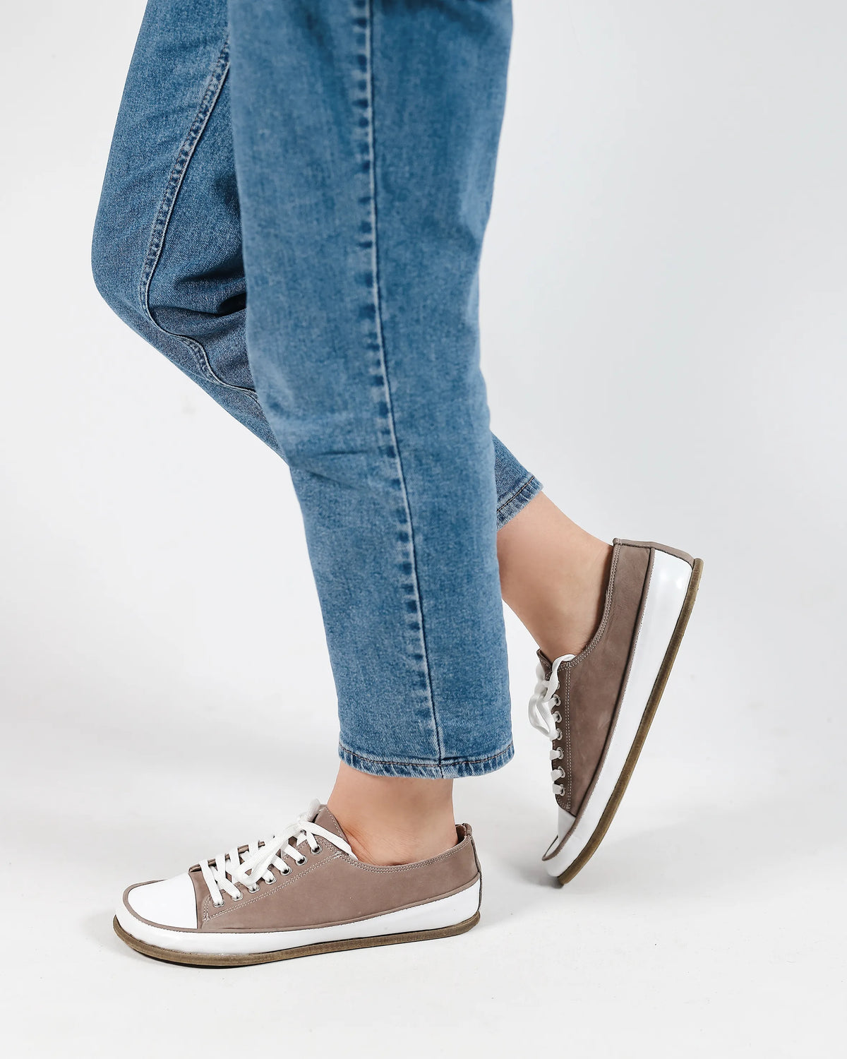 Nubuck Barefoot Converse Shoes – Classic Sole — Leather Sole – Smoked