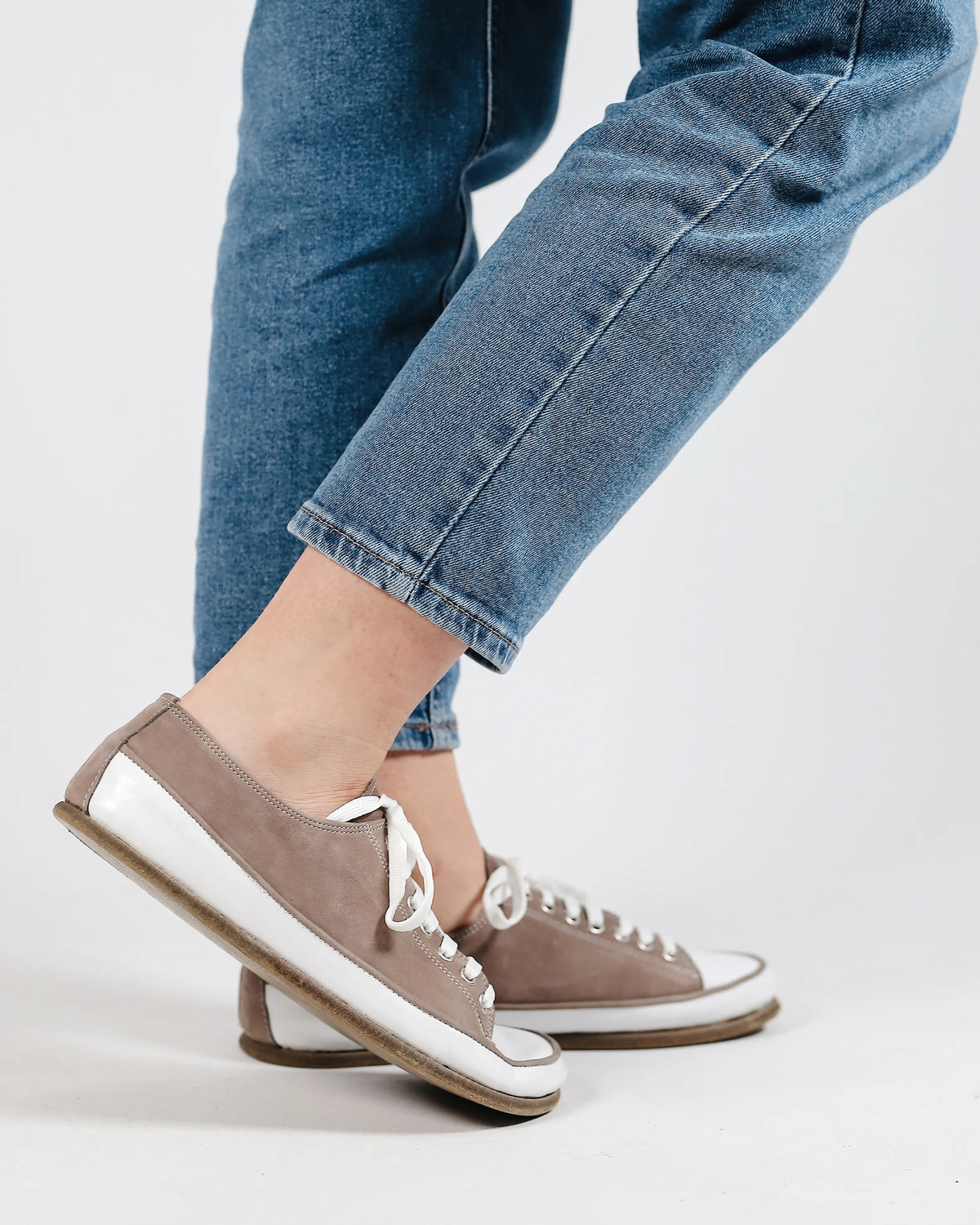 Nubuck Barefoot Converse Shoes – Classic Sole — Leather Sole – Smoked