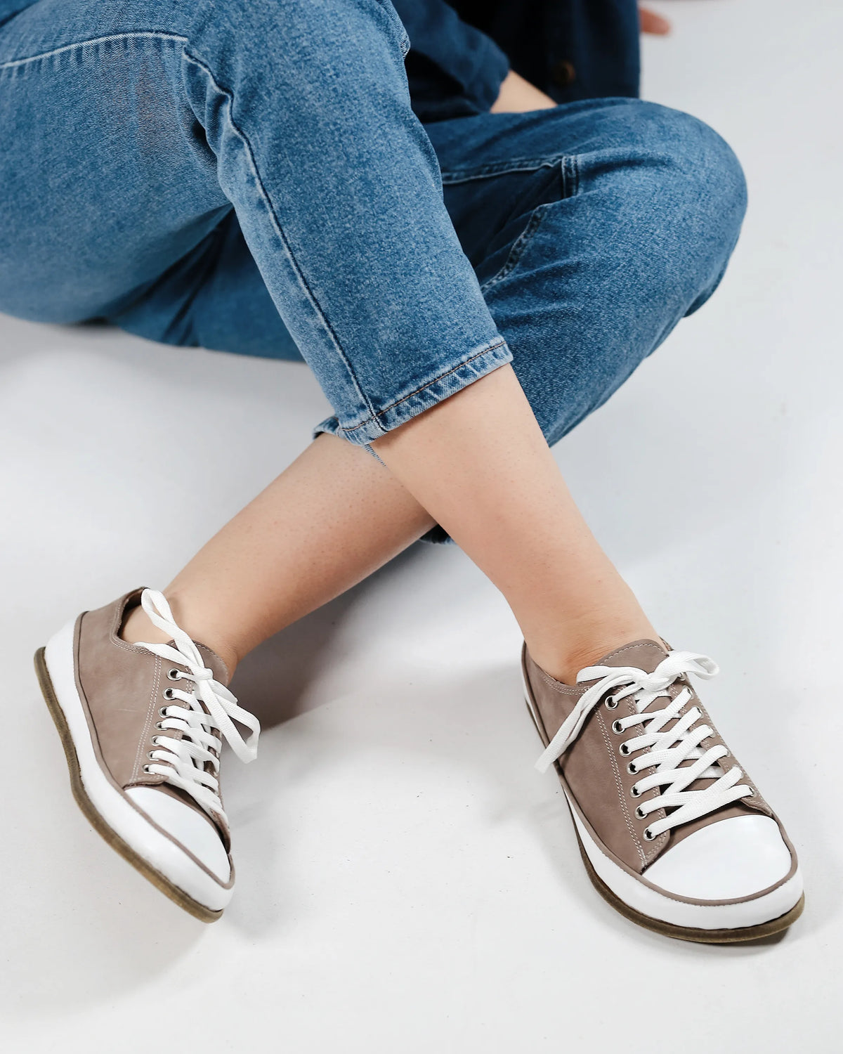 Nubuck Barefoot Converse Shoes – Classic Sole — Leather Sole – Smoked