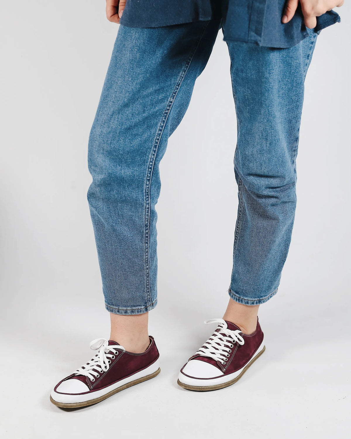 Nubuck Barefoot Converse Shoes – Classic Sole — Leather Sole – Burgundy