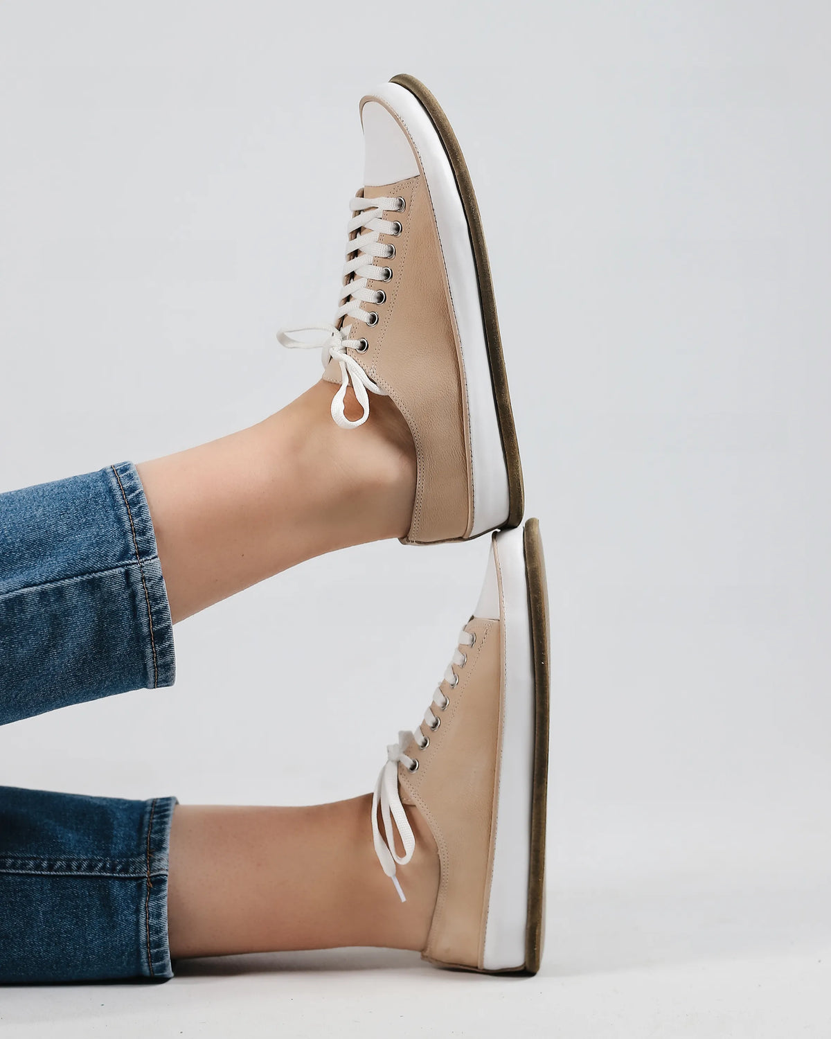 Nubuck Barefoot Converse Shoes – Classic Sole — Leather Sole – Cream