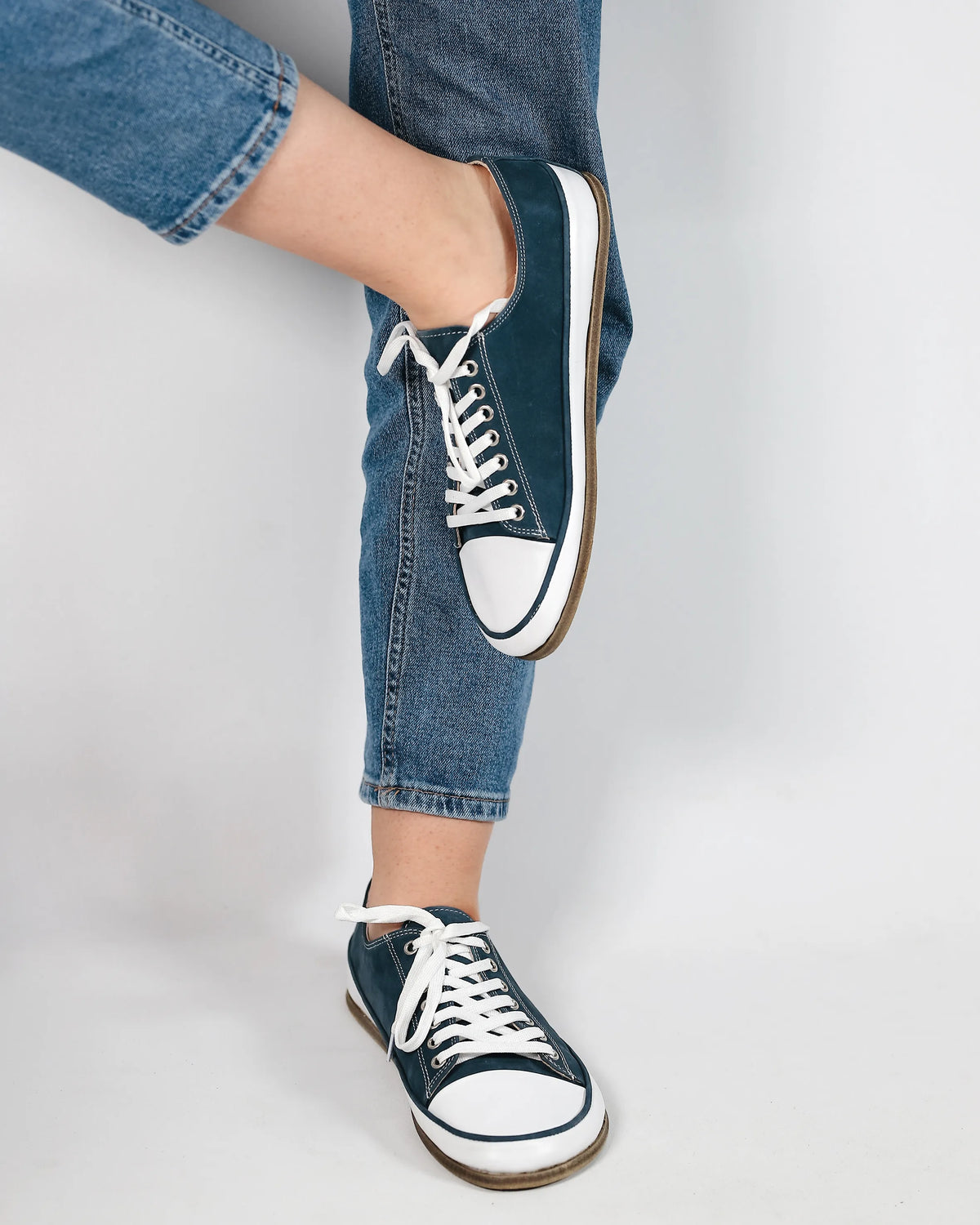 Nubuck Barefoot Converse Shoes – Classic Sole — Leather Sole – Jeans