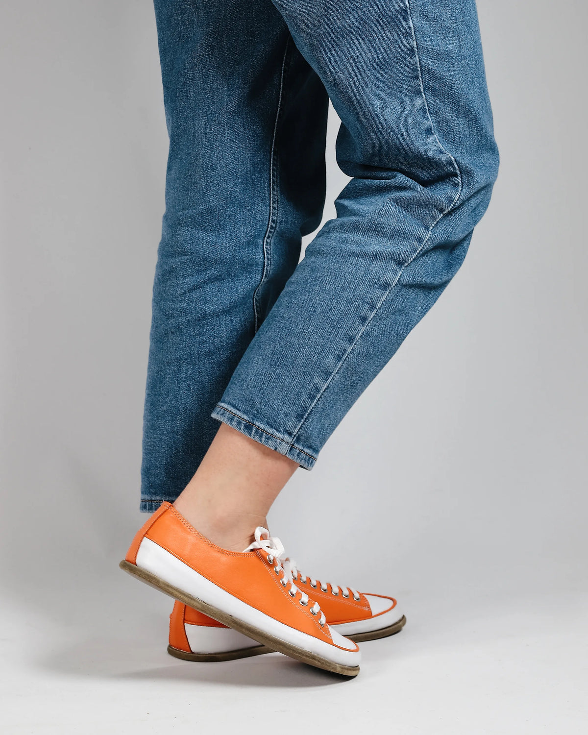 Smooth Barefoot Converse Shoes – Classic Sole — Leather Sole – Orange