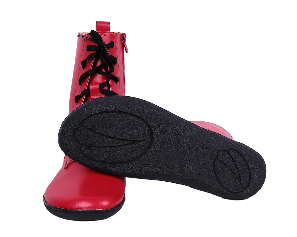 Smooth Barefoot Long Boots Shoes – 6mm Rubber Sole – Red