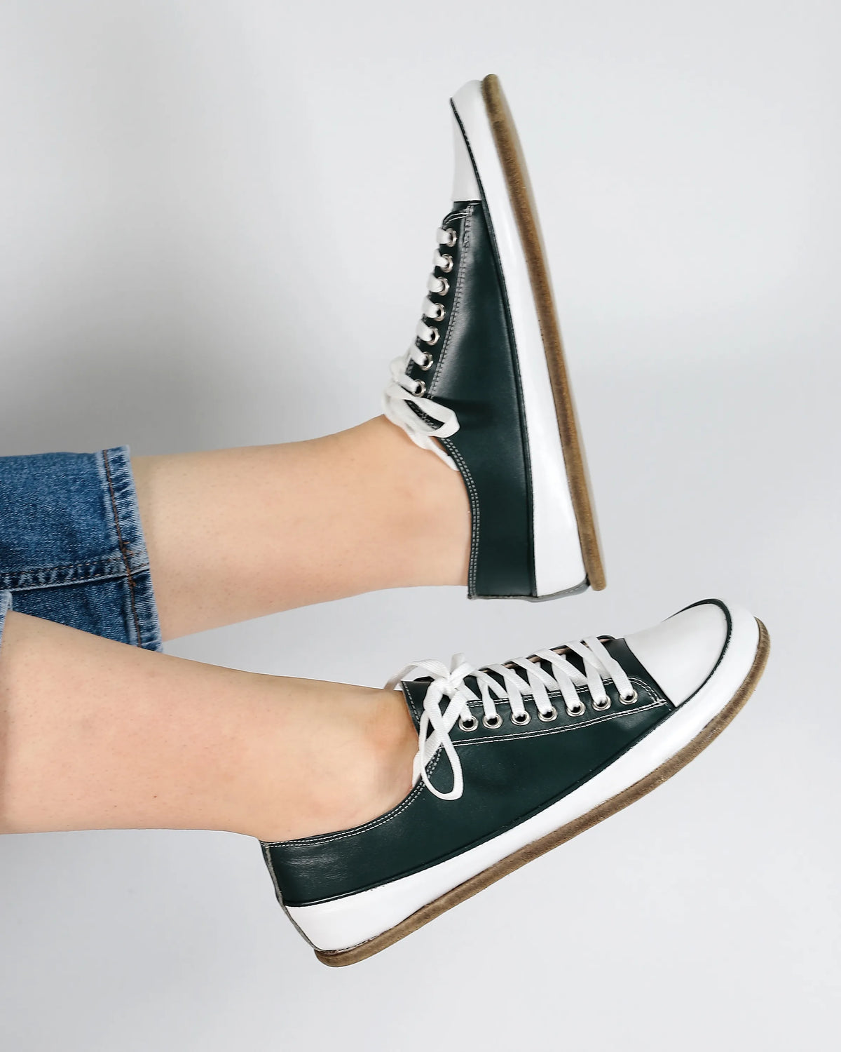 Smooth Barefoot Converse Shoes – Classic Sole — Leather Sole – Green