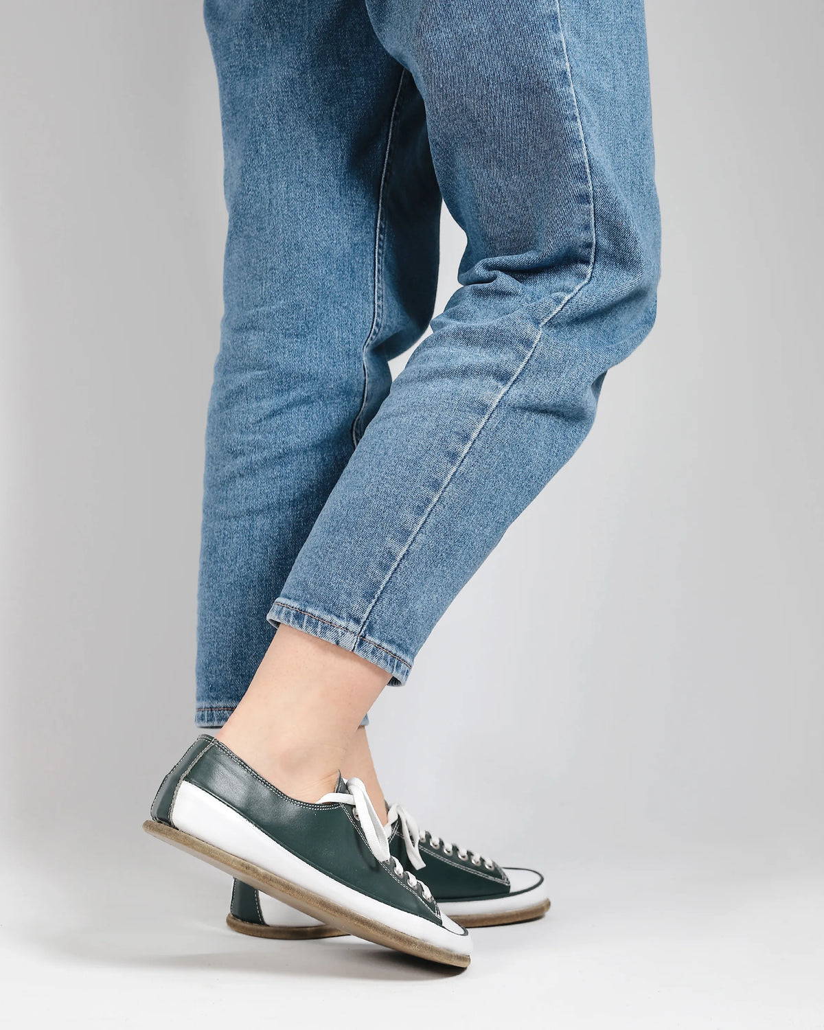 Smooth Barefoot Converse Shoes – Classic Sole — Leather Sole – Green