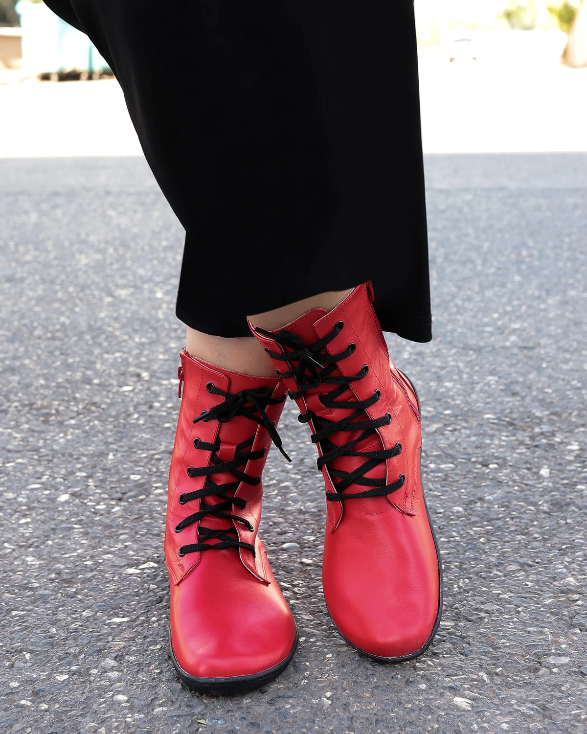 Smooth Barefoot Long Boots Shoes – 6mm Rubber Sole – Red