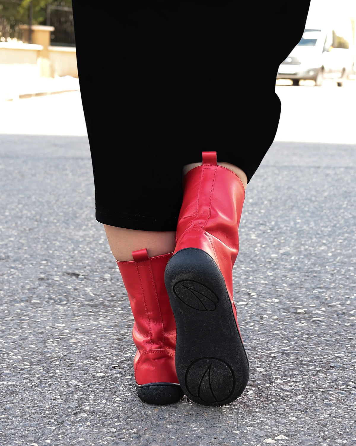Smooth Barefoot Long Boots Shoes – 6mm Rubber Sole – Red